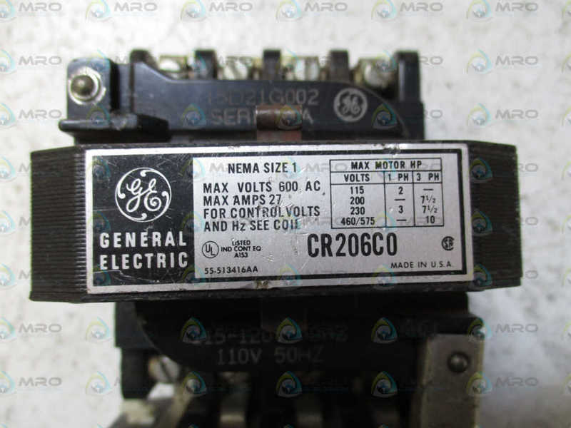GENERAL ELECTRIC CR206C0 CONTACTOR MOTOR STARTER *USED*