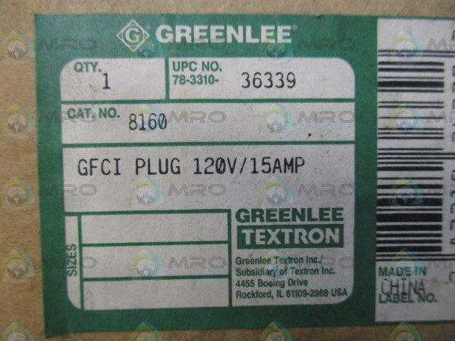GREENLEE TEXTRON 8160 GFCI PLUG *NEW IN BOX*