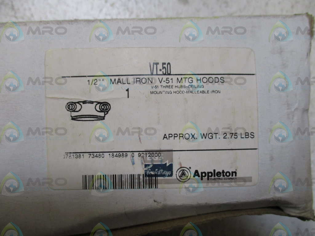 APPLETON VT-50 MALL IRON (AS PICTURED) *NEW IN BOX*