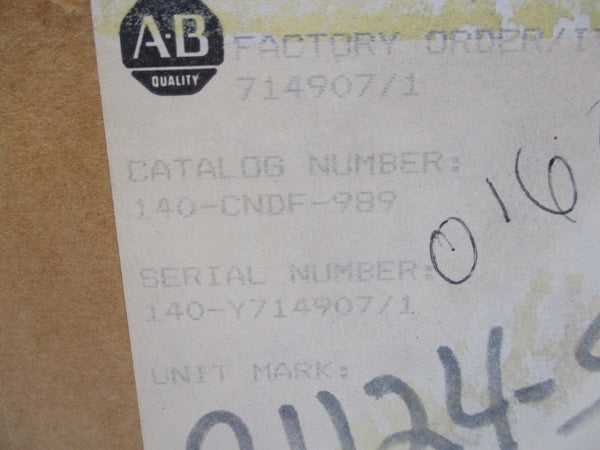 ALLEN BRADLEY 140-CNDF-989 (BR/YL) NSMP