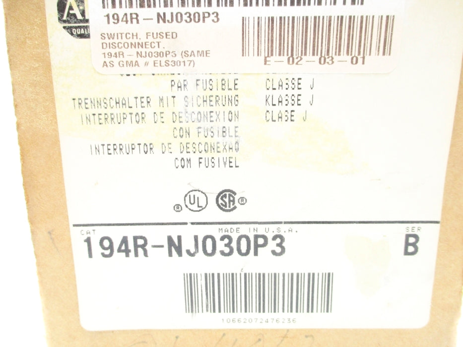 ALLEN BRADLEY 194R-NJ030P3 SER. B (BR/YL) NSMP