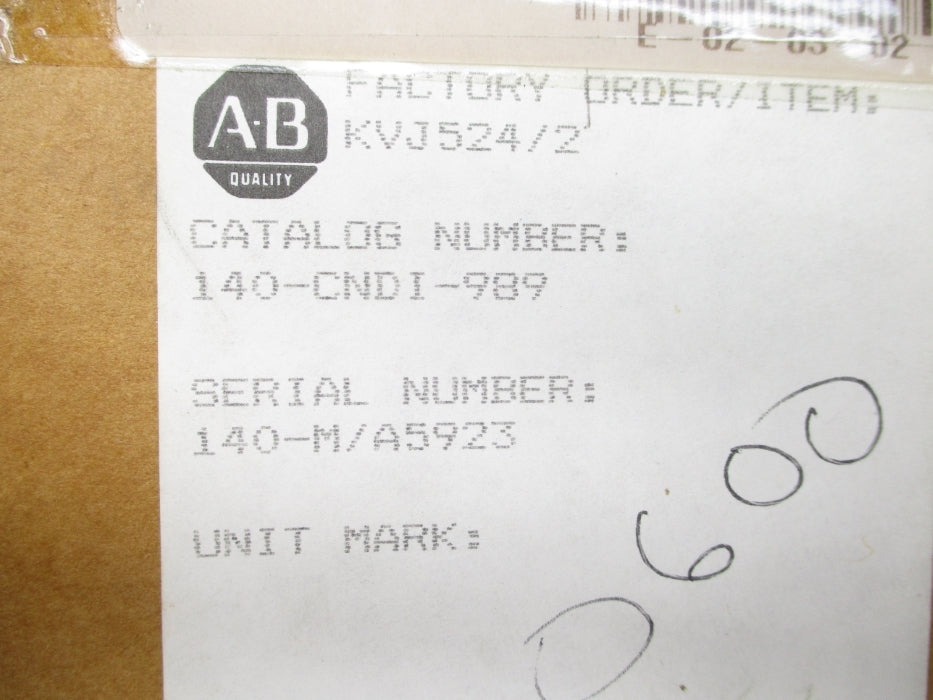 ALLEN BRADLEY 140-CNDI-989 (BR/WH) NSMP