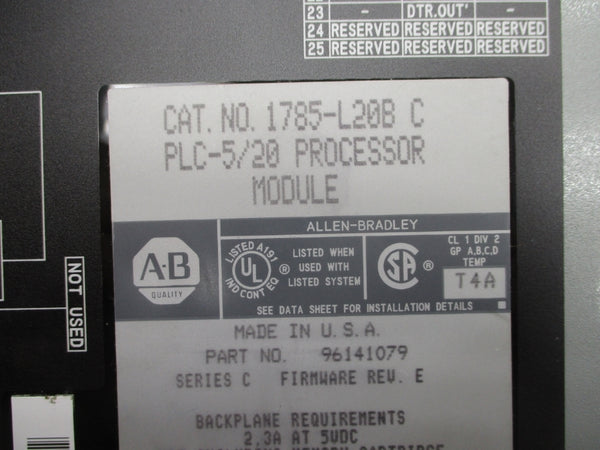 ALLEN BRADLEY 1785-L20B SER. C F/W E (NO KEY) UNMP