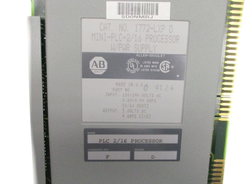 ALLEN BRADLEY 1772-LXP SER. D F/W F (NO KEY) UNMP