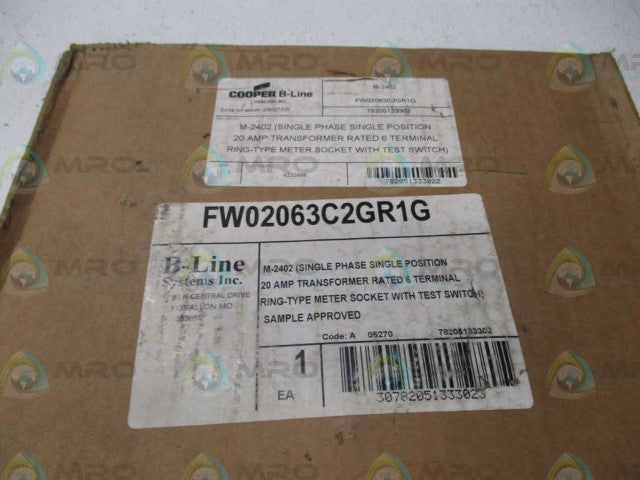 COOPER B-LINE FW02063C2GR1G TRANSFORMER 20A *NEW IN BOX*