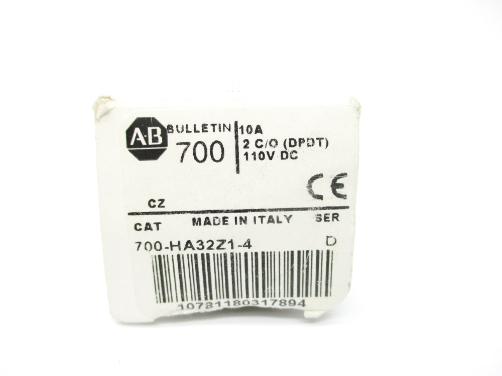 ALLEN BRADLEY 700-HA32Z1-4 SER. D 10A 110VDC (WH) NSMP