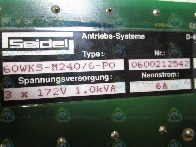 SEIDEL 60WKS-M240/6-PO SERVO CONTROL *USED*