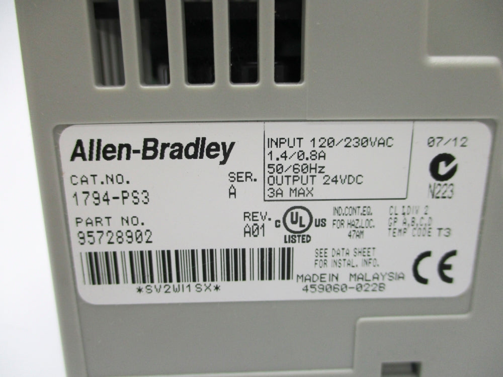 ALLEN BRADLEY 1794-PS3 SER. A 120/230VAC 3A NSNP