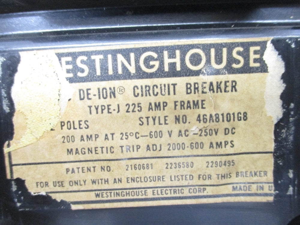 WESTINGHOUSE 46A8101G8 200A 600VAC UNMP
