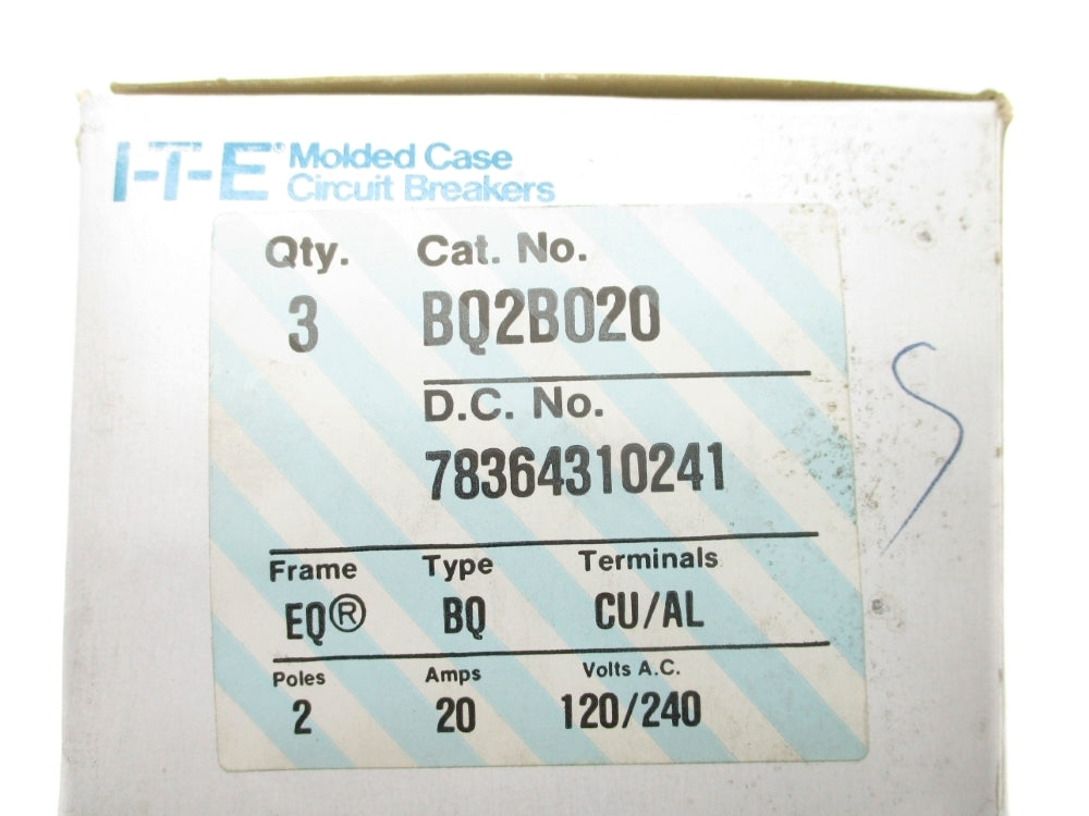 ITE BQ2B020 20A 120/240VAC (PKG OF 3) NSMP