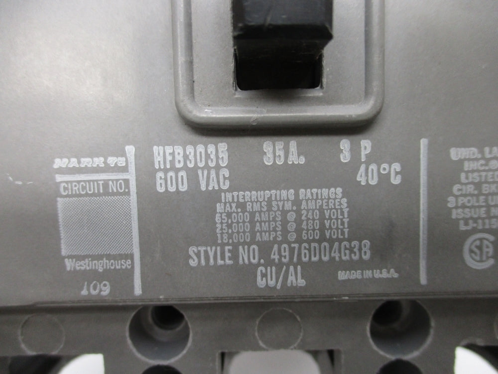 WESTINGHOUSE HFB3035 35A 600VAC UNMP