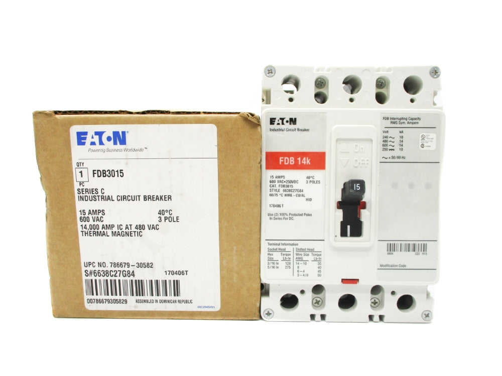 EATON FDB3015 SER. C 15A 600VAC NSMP