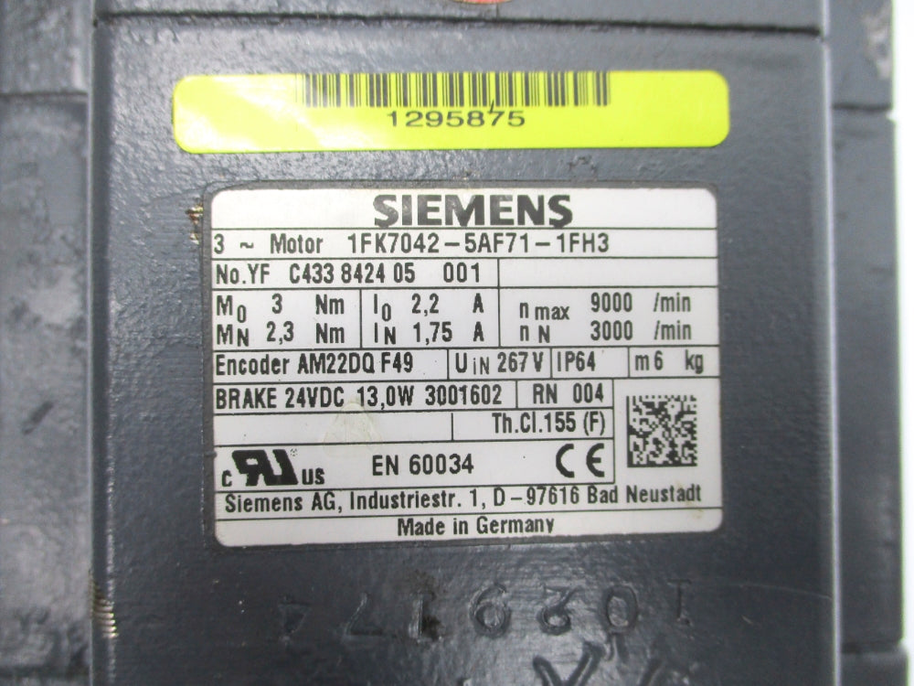 SIEMENS 1FK7042-5AF71-1FH3 UNMP