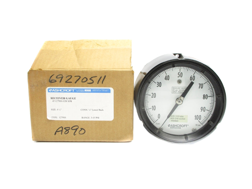 ASHCROFT 451279SS02BXPR 1279SS 3-15PSI NSMP