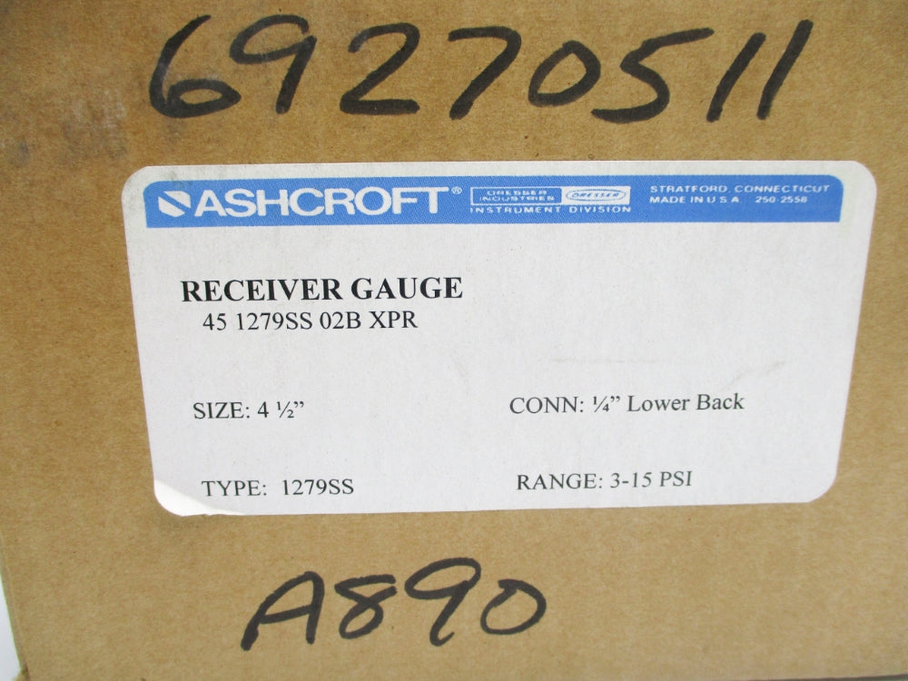 ASHCROFT 451279SS02BXPR 1279SS 3-15PSI NSMP