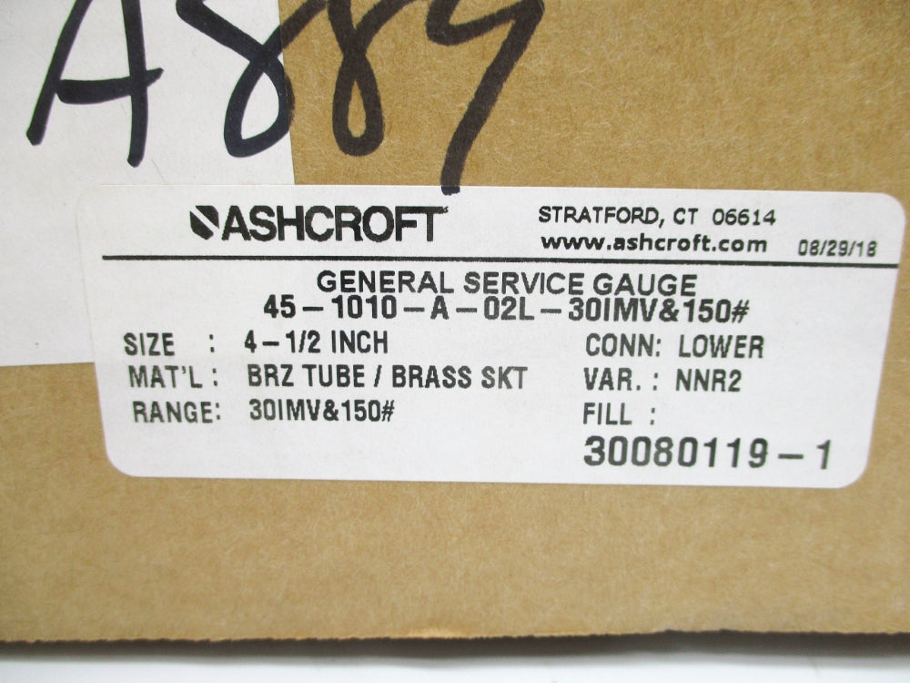 ASHCROFT 45-1010-A-02L-30IMV&150# 30-150PSI NSMP