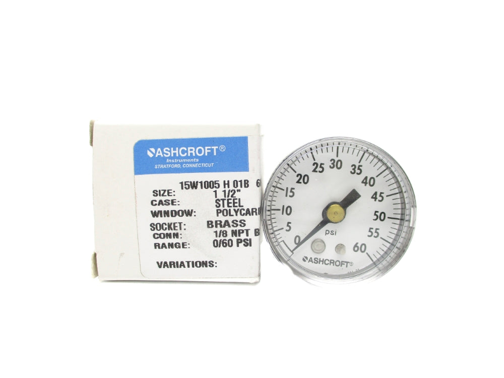 ASHCROFT 15W1005H01B60# 0-60PSI 1-1/2" NSMP