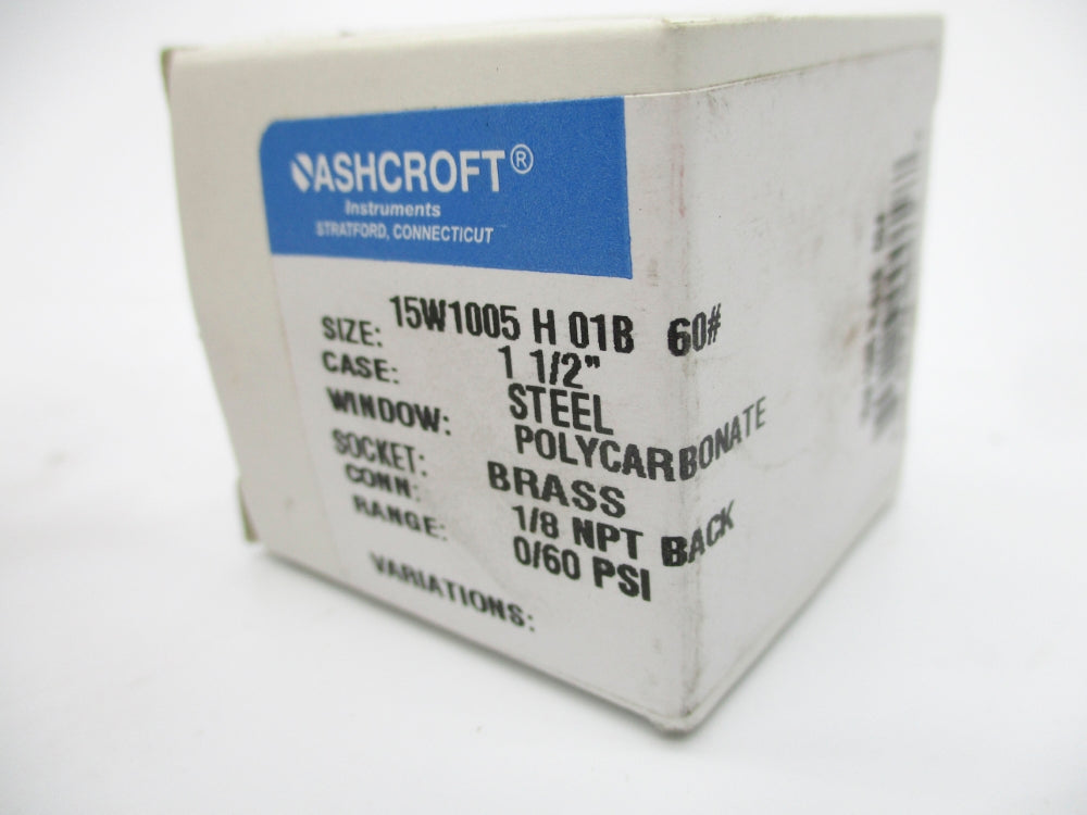 ASHCROFT 15W1005H01B60# 0-60PSI 1-1/2" NSMP