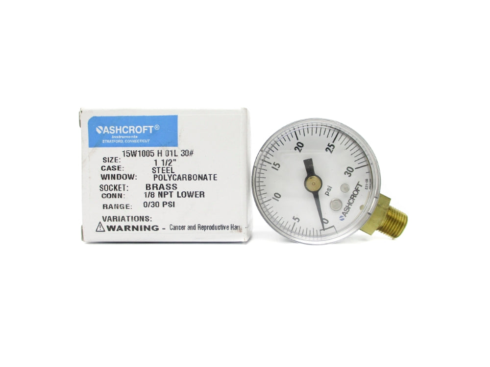 ASHCROFT 15W1005H01L30# 0-30PSI 1-1/2" NSMP