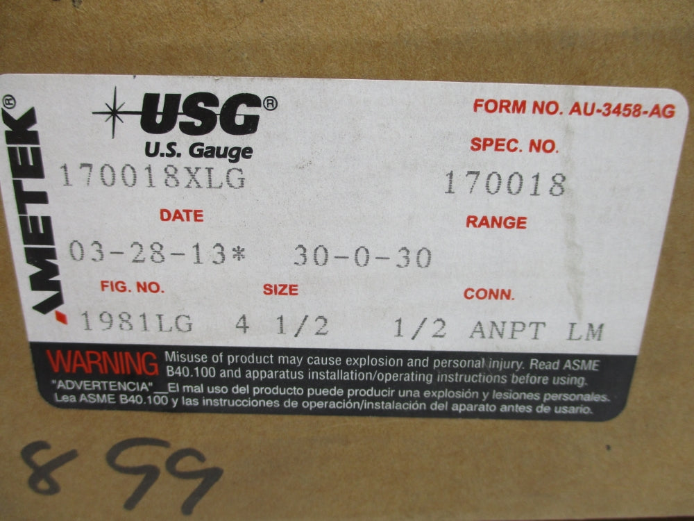 AMETEK 170018XLG 0-30PSI NSMP