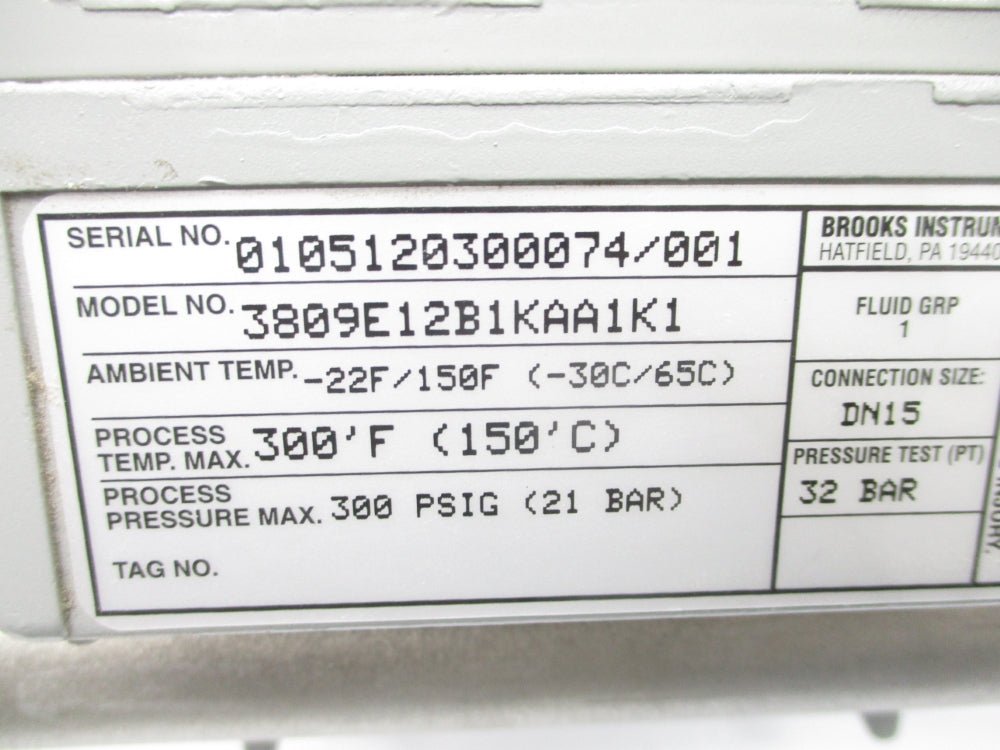BROOKS INSTRUMENT 3809E12B1KAA1K1 300PSIG NSNP