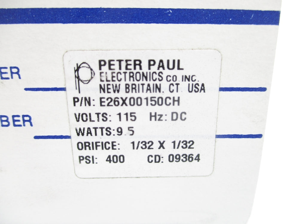PETER PAUL E26X00150CH 115V 400PSI NSMP
