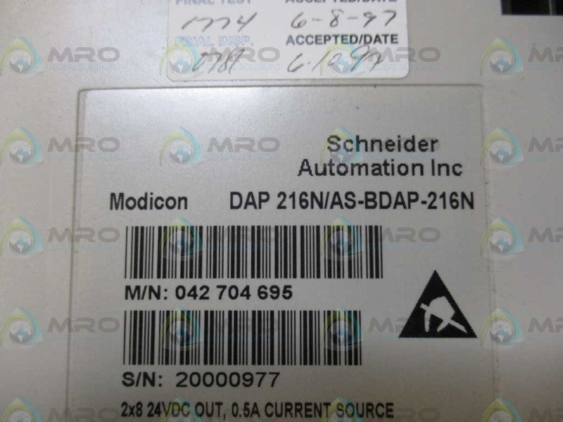 SCHNEIDER AEG MODICON DAP216N/AS-BDAP-216N OUTPUT MODULE *NEW NO BOX*
