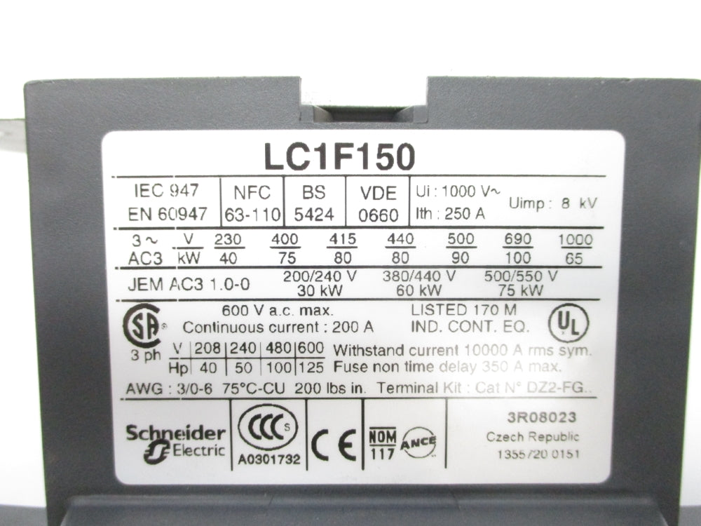 TELEMECANIQUE LC1F150 220-230/265-277V UNMP