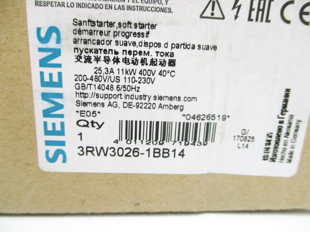 SIEMENS 3RW3026-1BB14 110-230V NSMP