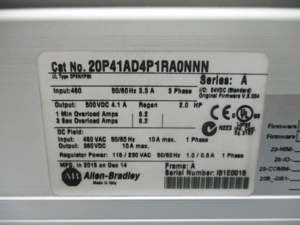 INDUSTRIAL SPARE PART 20P41AD4P1RA0NNN SER. A UNMP