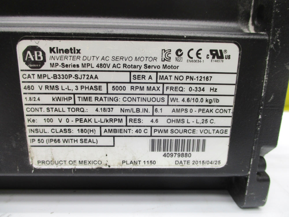 ALLEN BRADLEY MPL-B330P-SJ72AA SER. A NSNP