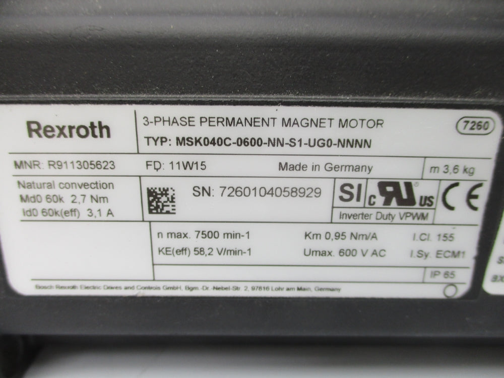 REXROTH MSK040C-0600-NN-S1-UG0-NNNN R911305623 NSMP