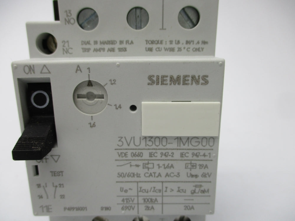 SIEMENS 3VU1300-1MG00 690V 1-1.6A NSNP