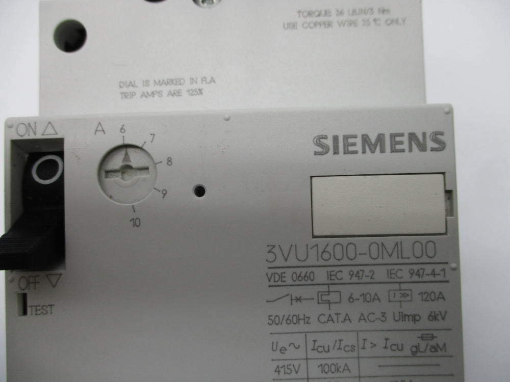 SIEMENS 3VU1600-0ML00 6-10A NSNP