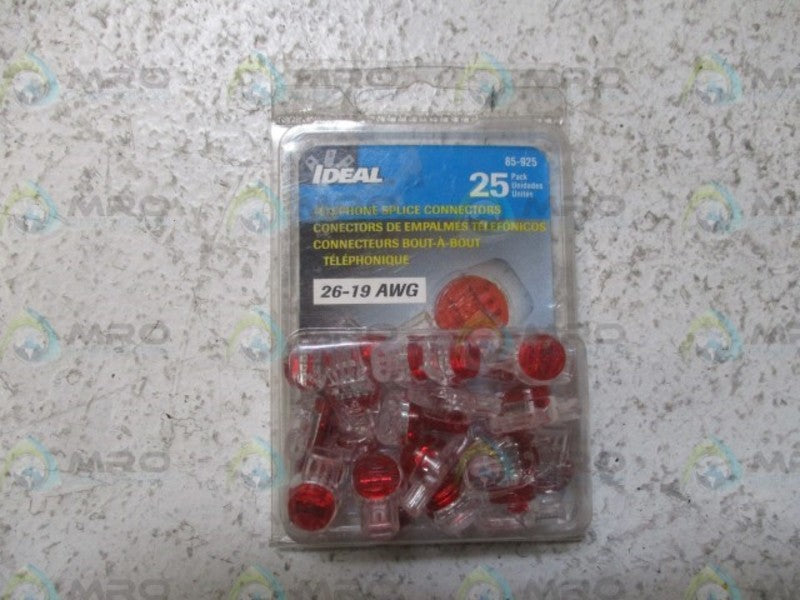 IDEAL 85-925 TELEPHONE SPLICE CONNECTORS (PKG OF 25) *NEW IN ORIGINAL PACKAGE*