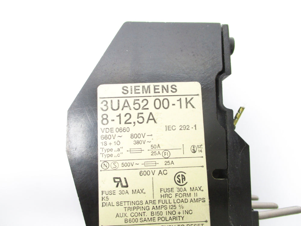 SIEMENS 3UA5200-1K 8-12.5A 600VAC NSNP