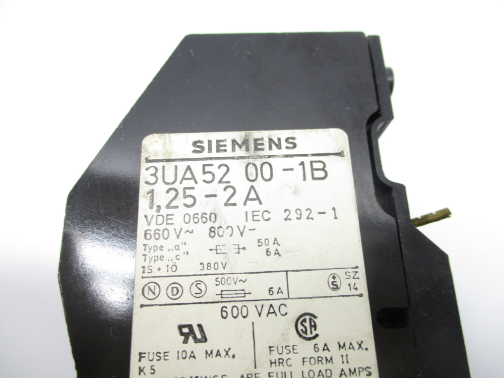 SIEMENS 3UA5200-1B 600VAC 1.25-2A NSNP