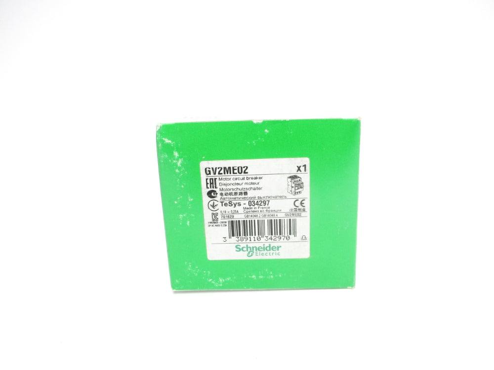 SCHNEIDER ELECTRIC GV2ME02 0.16-0.25A NSFS