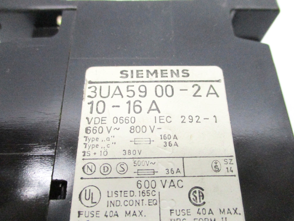 SIEMENS 3UA5900-2A 600VAC 10-16A NSNP