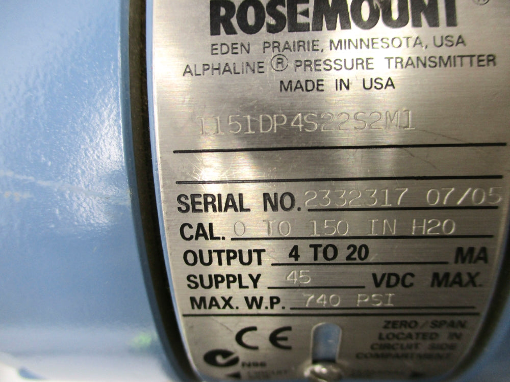 ROSEMOUNT 1151DP4S22S2M1 740PSI NSNP