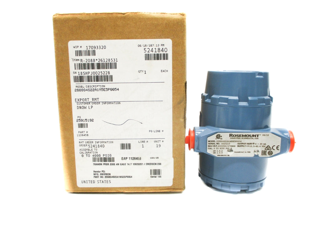 ROSEMOUNT 2088G4S22A1M5E5P0054 4000PSI NSMP