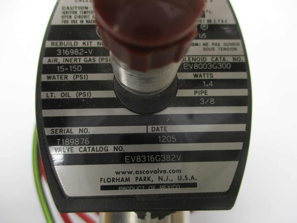 ASCO EV8316G382V 24/DC 15-150PSI NSNP