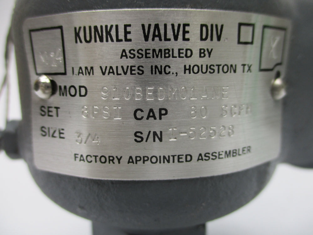 KUNKLE VALVE 910BEDM01ANE-0008 8PSI NSMP