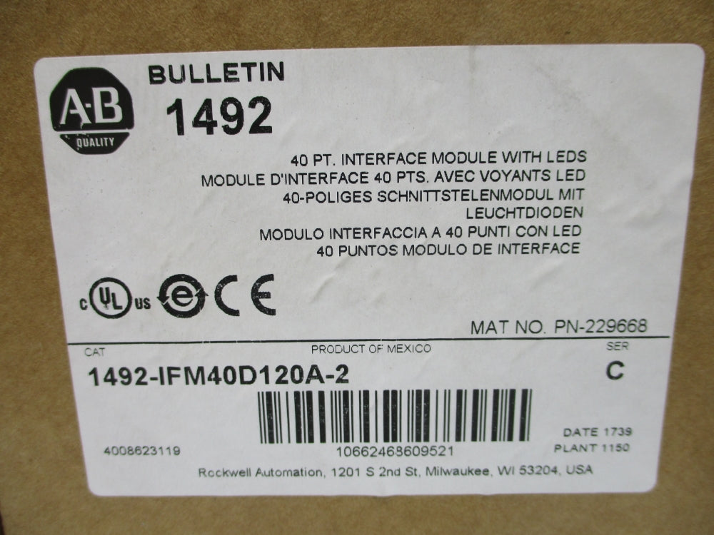ALLEN BRADLEY 1492-IFM40D120A-2 SER. C (BR/WH) NSMP
