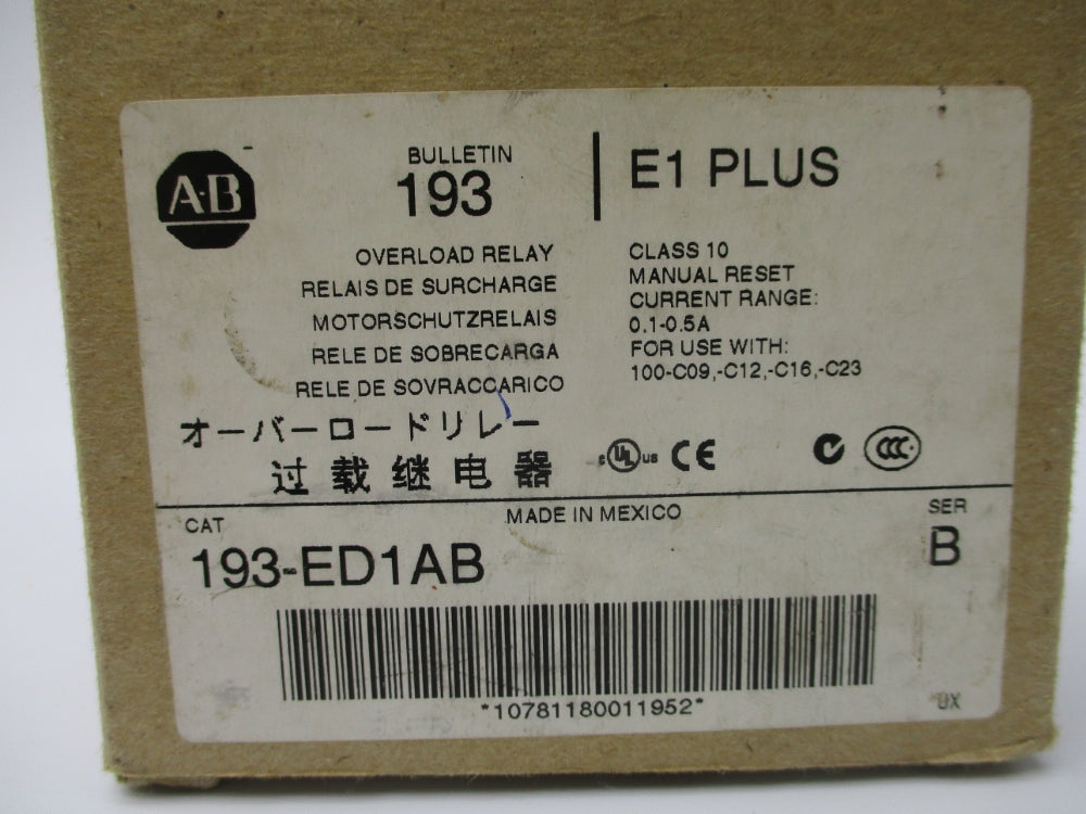 ALLEN BRADLEY 193-ED1AB SER. B 0.1-0.5A (BR/WH) NSMP