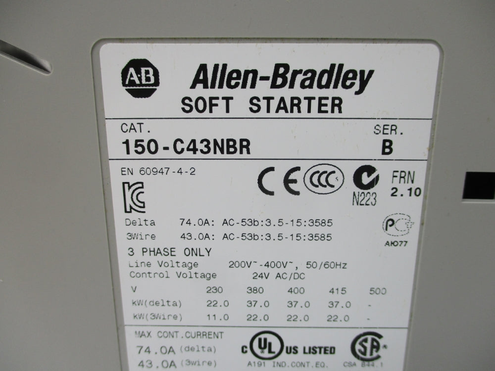 ALLEN BRADLEY 150-C43NBR SER. B F/W 2.10 NSNP