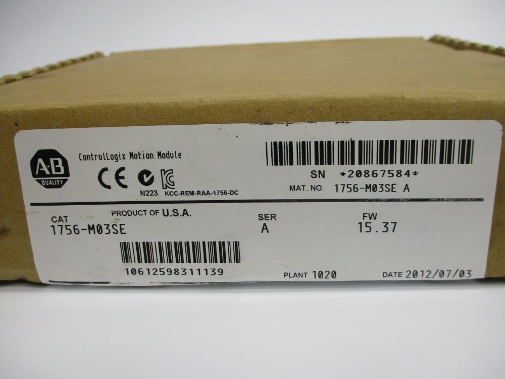 ALLEN BRADLEY 1756-M03SE SER. A F/W 15.37 24VDC NSMP