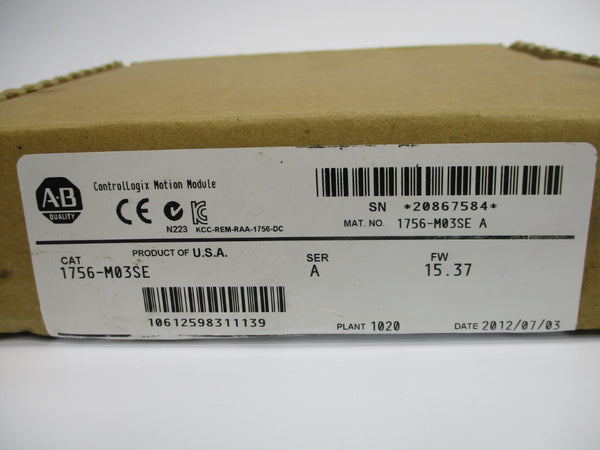 ALLEN BRADLEY 1756-M03SE SER. A F/W 15.37 24VDC NSMP