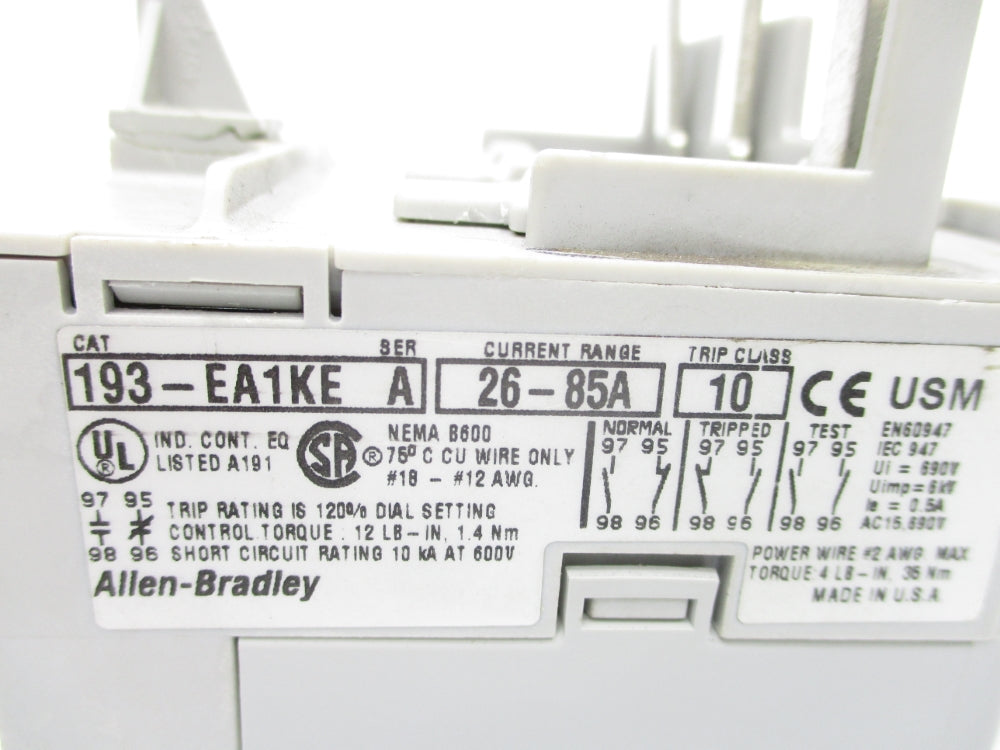 ALLEN BRADLEY 193-EA1KE SER. A 26-85A UNMP