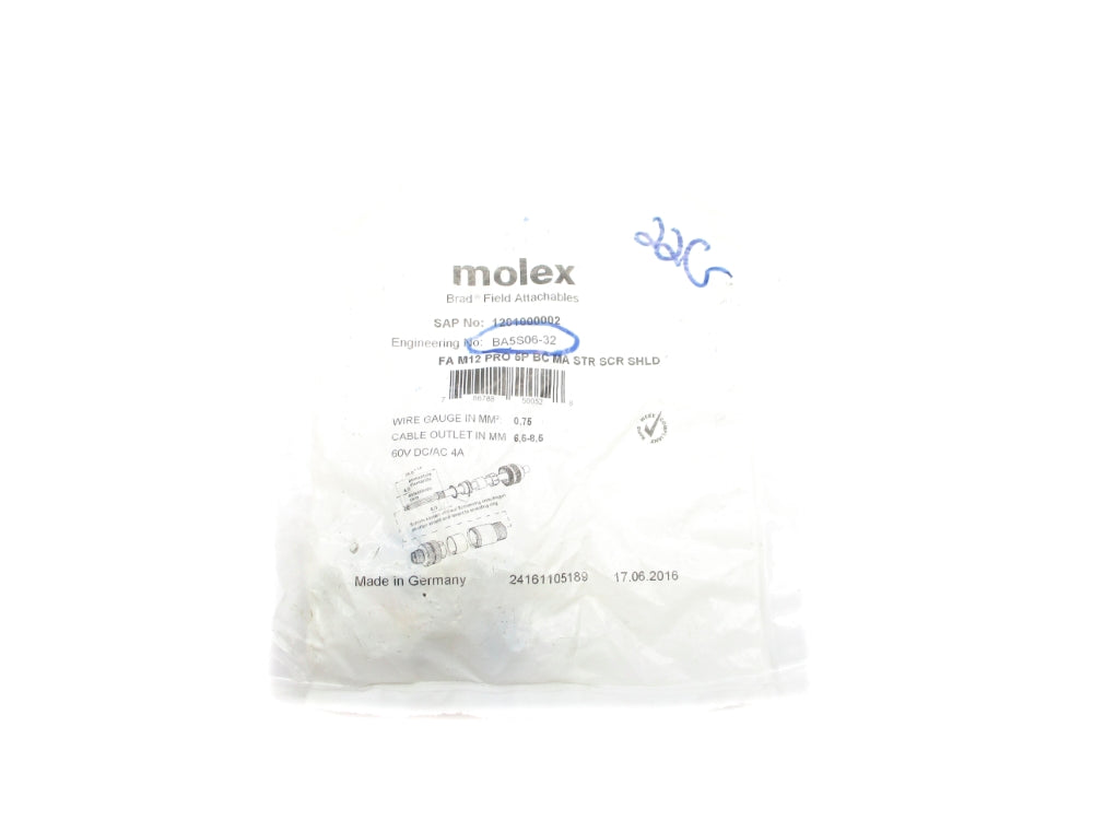MOLEX BA5S06-32 1201000002 NSMP